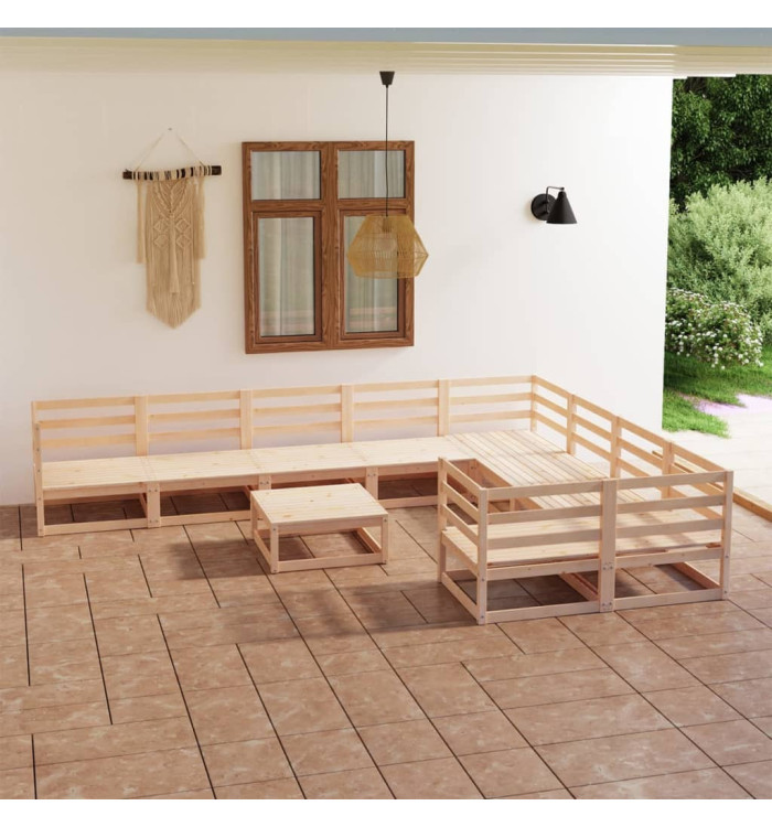 Salon de jardin 10 pcs bois de pin massif | Mobilier & Déco