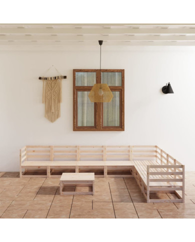 Salon de jardin 9 pcs bois de pin massif | Mobilier & Déco