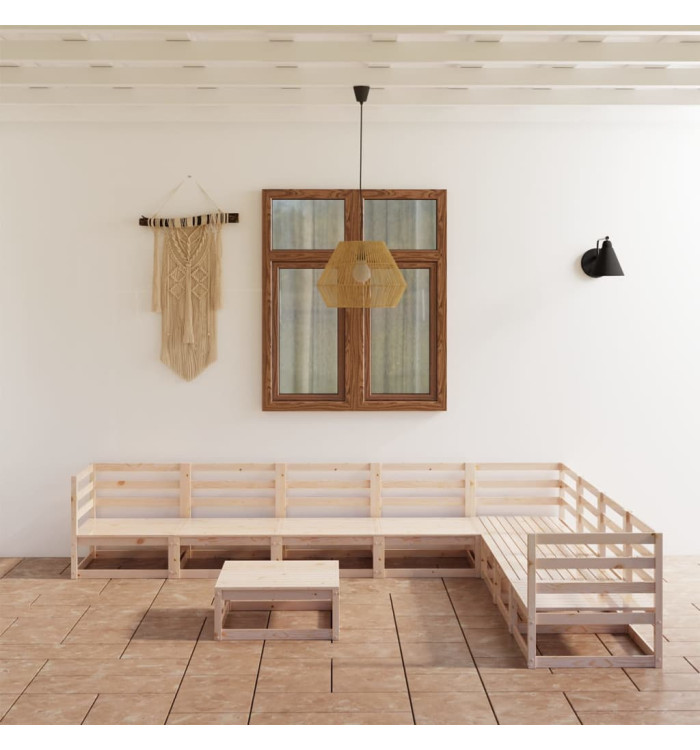 Salon de jardin 9 pcs bois de pin massif | Mobilier & Déco