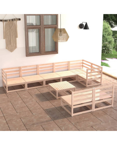 Salon de jardin 9 pcs bois de pin massif | Mobilier & Déco