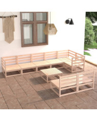 Salon de jardin 9 pcs bois de pin massif | Mobilier & Déco