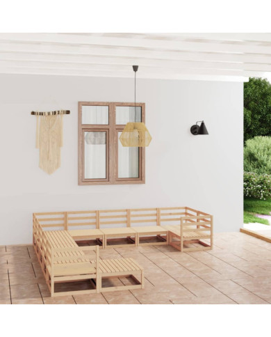 Salon de jardin 11 pcs bois de pin massif | Mobilier & Déco