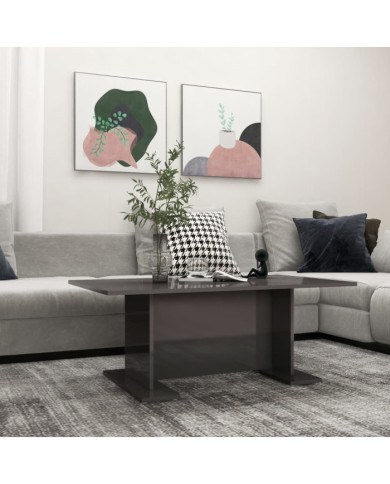 Table basse gris brillant 103,5x60x40 cm bois d'ingénierie | Mobilier & Déco