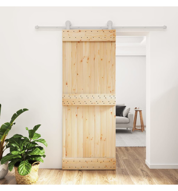 Porte coulissante et kit de quincaillerie 80x210 cm pin massif | Mobilier & Déco