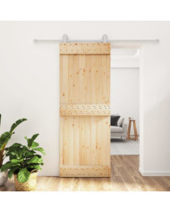 Porte coulissante et kit de quincaillerie 80x210 cm pin massif | Mobilier & Déco