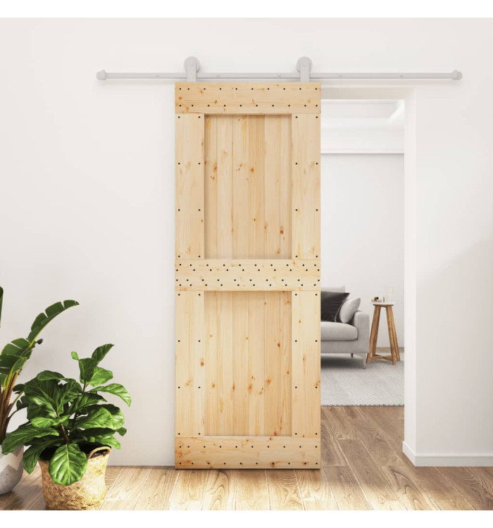 Porte coulissante et kit de quincaillerie 80x210 cm pin massif | Mobilier & Déco
