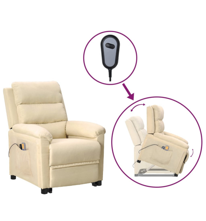 Fauteuil de massage Crème Tissu | Mobilier & Déco