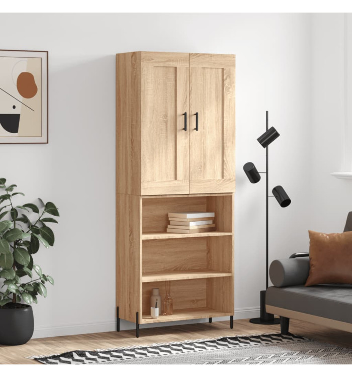 Buffet haut Chêne sonoma 69,5x34x180 cm Bois d'ingénierie | Mobilier & Déco