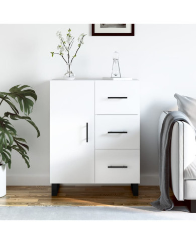 Buffet Blanc brillant 69,5x34x90 cm Bois d'ingénierie | Mobilier & Déco