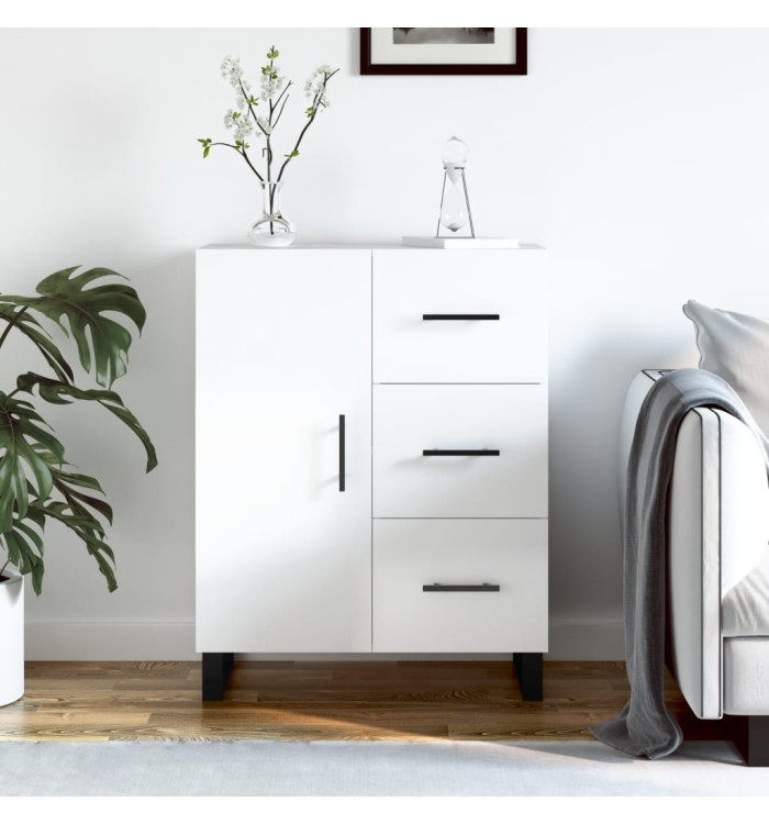 Buffet Blanc brillant 69,5x34x90 cm Bois d'ingénierie | Mobilier & Déco