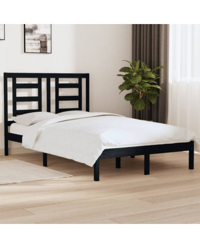 Cadre de lit sans matelas noir 120x190 cm bois massif | Mobilier & Déco