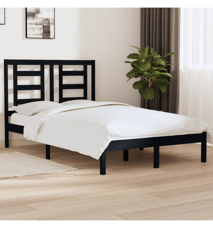 Cadre de lit sans matelas noir 120x190 cm bois massif | Mobilier & Déco