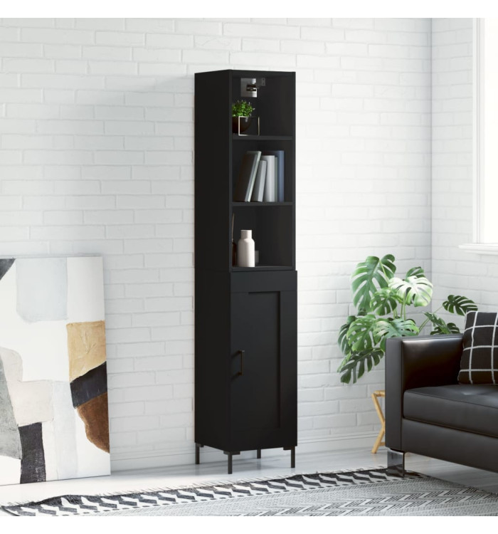Buffet haut Noir 34,5x34x180 cm Bois d'ingénierie | Mobilier & Déco