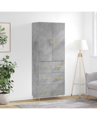 Buffet haut Gris béton 69,5x34x180 cm Bois d'ingénierie | Mobilier & Déco