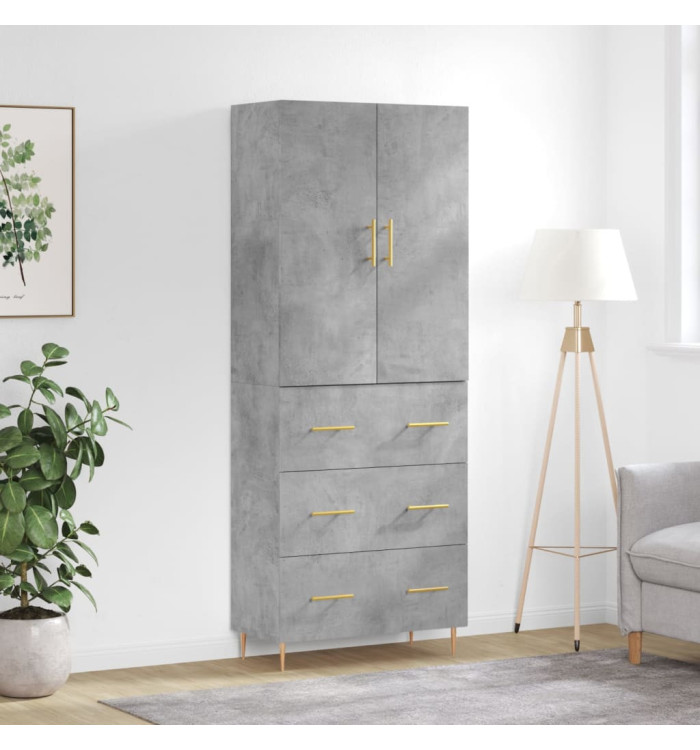 Buffet haut Gris béton 69,5x34x180 cm Bois d'ingénierie | Mobilier & Déco