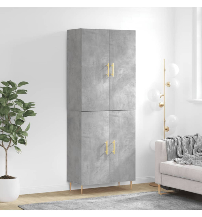 Buffet haut Gris béton 69,5x34x180 cm Bois d'ingénierie | Mobilier & Déco