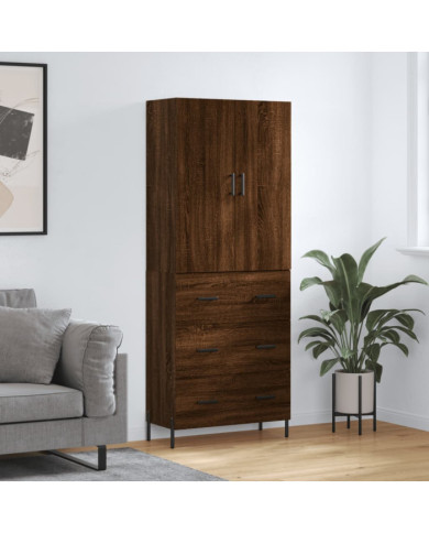 Buffet haut Chêne marron 69,5x34x180 cm Bois d'ingénierie | Mobilier & Déco