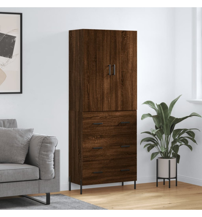 Buffet haut Chêne marron 69,5x34x180 cm Bois d'ingénierie | Mobilier & Déco