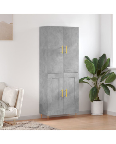 Buffet haut Gris béton 69,5x34x180 cm Bois d'ingénierie | Mobilier & Déco