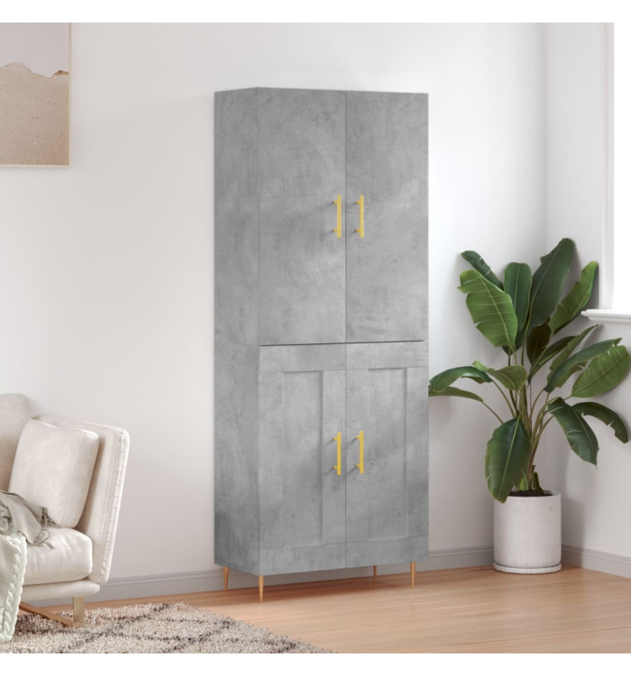 Buffet haut Gris béton 69,5x34x180 cm Bois d'ingénierie | Mobilier & Déco