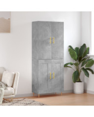 Buffet haut Gris béton 69,5x34x180 cm Bois d'ingénierie | Mobilier & Déco