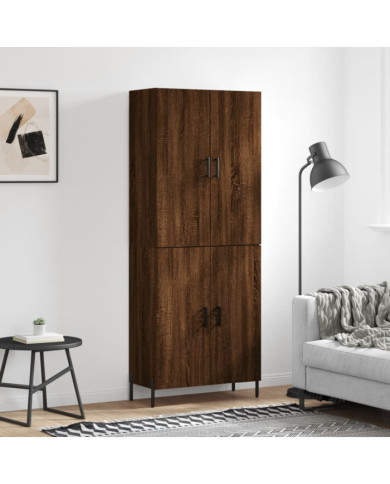 Buffet haut Chêne marron 69,5x34x180 cm Bois d'ingénierie | Mobilier & Déco