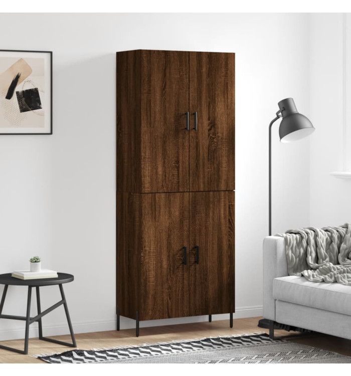 Buffet haut Chêne marron 69,5x34x180 cm Bois d'ingénierie | Mobilier & Déco