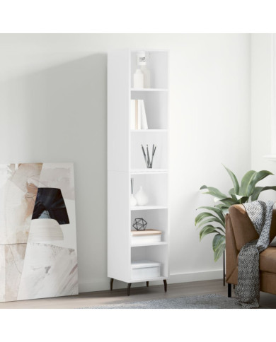 Buffet haut Blanc brillant 34,5x32,5x180 cm Bois d'ingénierie | Mobilier & Déco