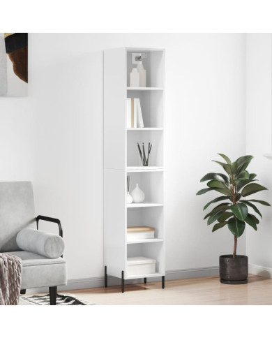 Buffet haut Blanc brillant 34,5x32,5x180 cm Bois d'ingénierie | Mobilier & Déco