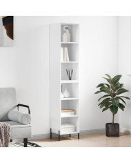 Buffet haut Blanc brillant 34,5x32,5x180 cm Bois d'ingénierie | Mobilier & Déco
