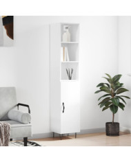 Buffet haut Blanc brillant 34,5x34x180 cm Bois d'ingénierie | Mobilier & Déco