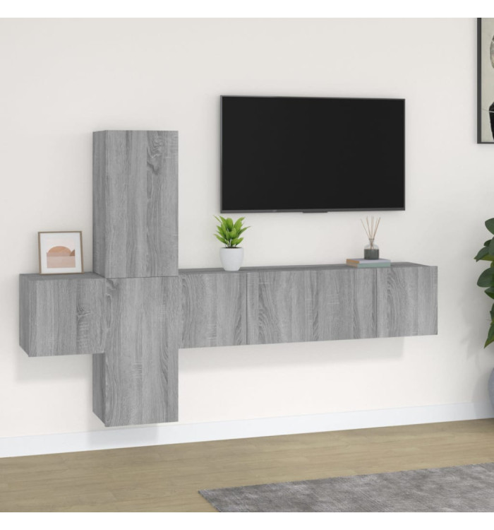 Ensemble de meubles TV 5 pcs Sonoma gris Bois d'ingénierie | Mobilier & Déco