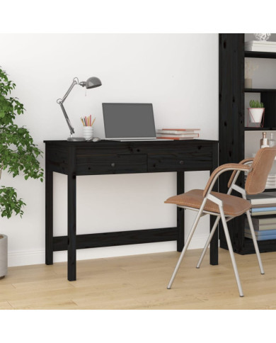 Bureau avec tiroirs Noir 100x50x78 cm Bois massif de pin | Mobilier & Déco