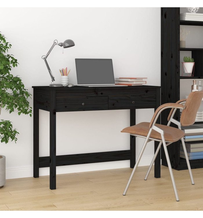 Bureau avec tiroirs Noir 100x50x78 cm Bois massif de pin | Mobilier & Déco