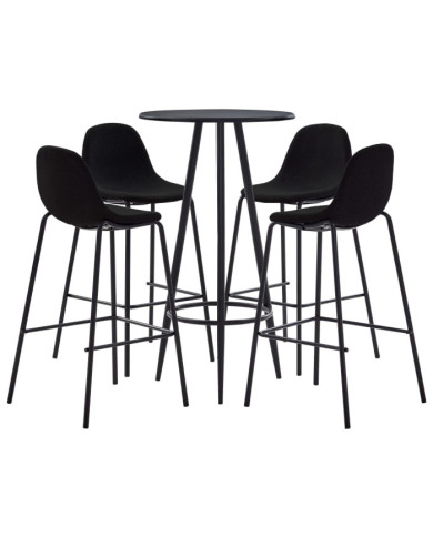 Ensemble de bar 5 pcs Tissu Noir | Mobilier & Déco