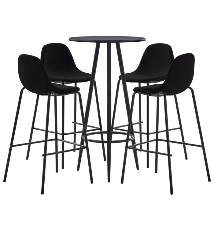 Ensemble de bar 5 pcs Tissu Noir | Mobilier & Déco