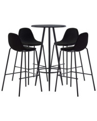 Ensemble de bar 5 pcs Tissu Noir | Mobilier & Déco