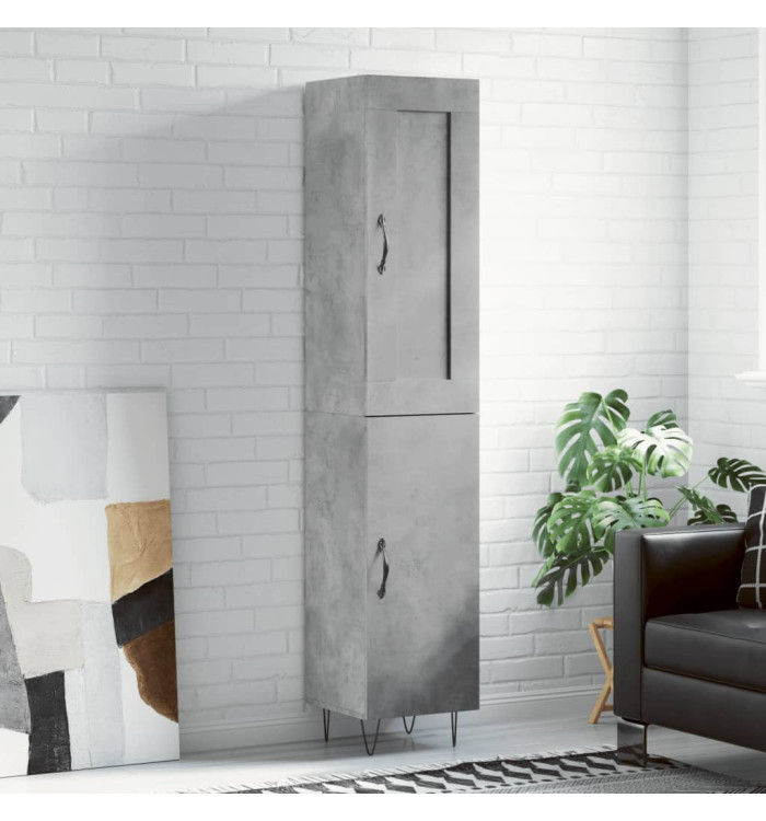 Buffet haut Gris béton 34,5x34x180 cm Bois d'ingénierie | Mobilier & Déco