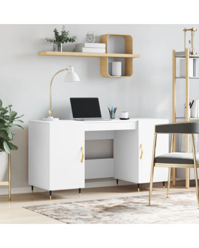 Bureau blanc 140x50x75 cm bois d'ingénierie | Mobilier & Déco