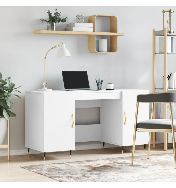 Bureau blanc 140x50x75 cm bois d'ingénierie | Mobilier & Déco