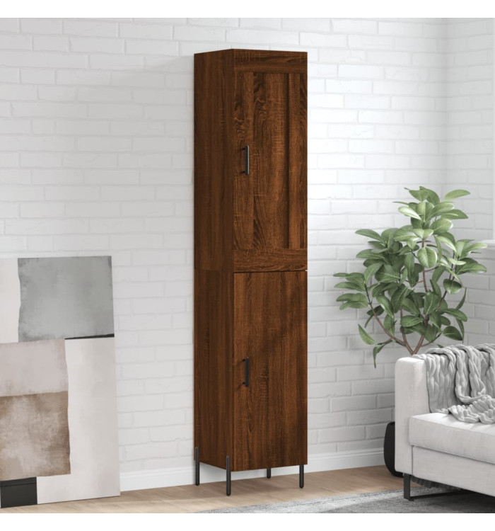 Buffet haut Chêne marron 34,5x34x180 cm Bois d'ingénierie | Mobilier & Déco