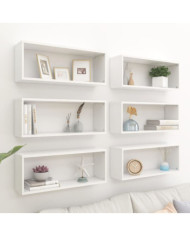 Étagères murales cube 6 pcs Blanc 60x15x23 cm Bois d’ingénierie | Mobilier & Déco