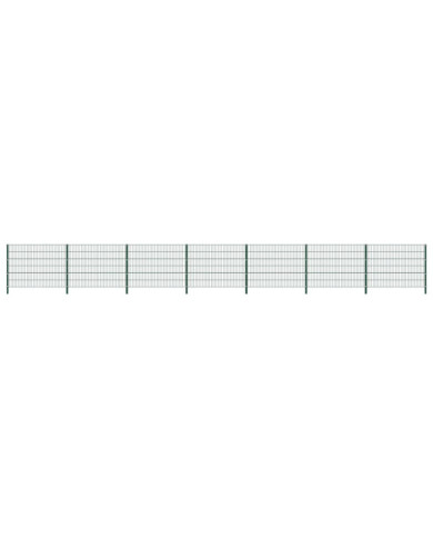 Panneau de clôture avec poteaux Fer 11,9 x 1,2 m Vert | Mobilier & Déco