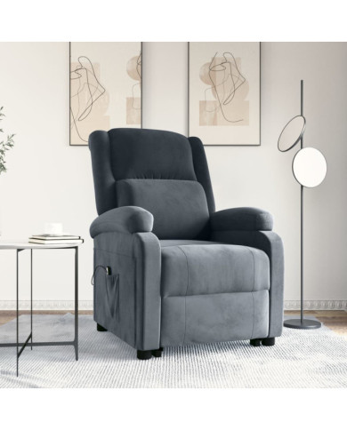 Fauteuil gris foncé velours | Mobilier & Déco