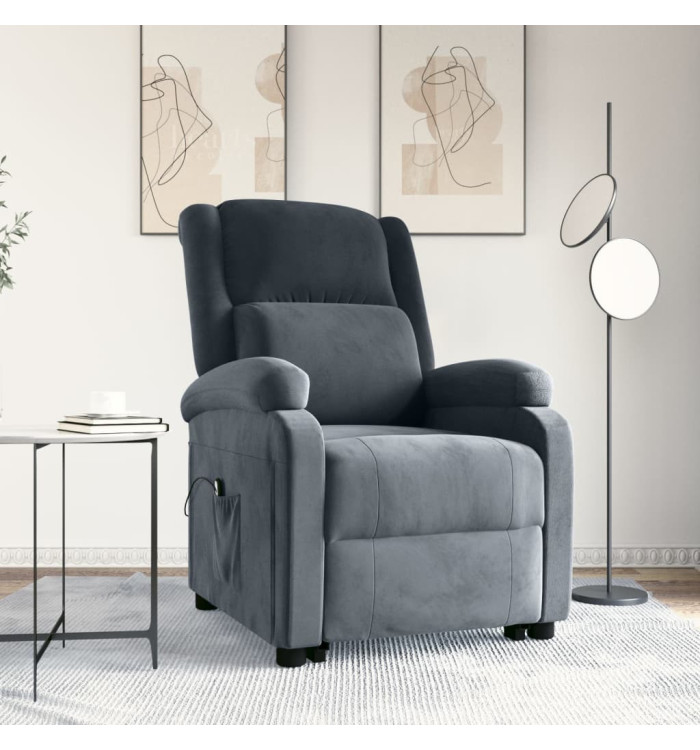 Fauteuil gris foncé velours | Mobilier & Déco