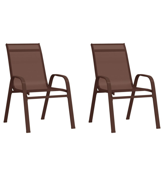 Chaises empilables de jardin lot de 2 Marron Tissu textilène | Mobilier & Déco