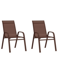 Chaises empilables de jardin lot de 2 Marron Tissu textilène | Mobilier & Déco