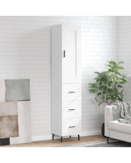 Buffet haut Blanc 34,5x34x180 cm Bois d'ingénierie | Mobilier & Déco