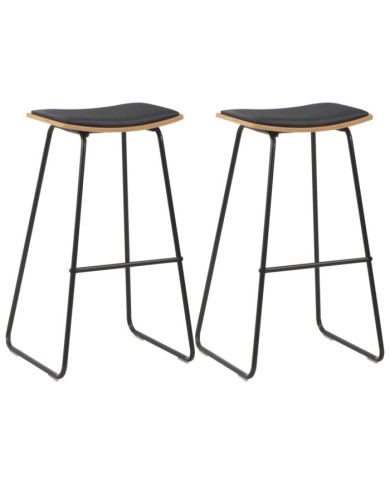 Tabourets de bar lot de 2 noir similicuir | Mobilier & Déco