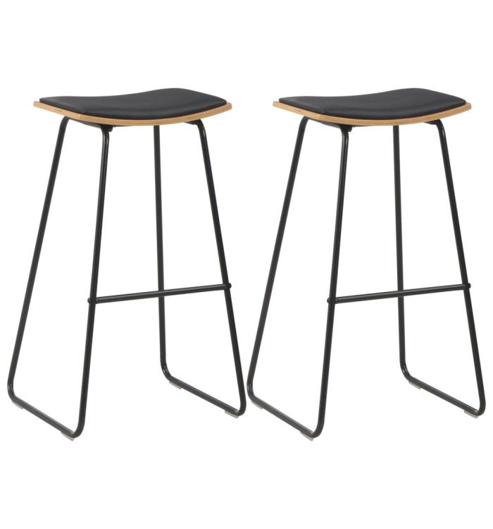 Tabourets de bar lot de 2 noir similicuir | Mobilier & Déco